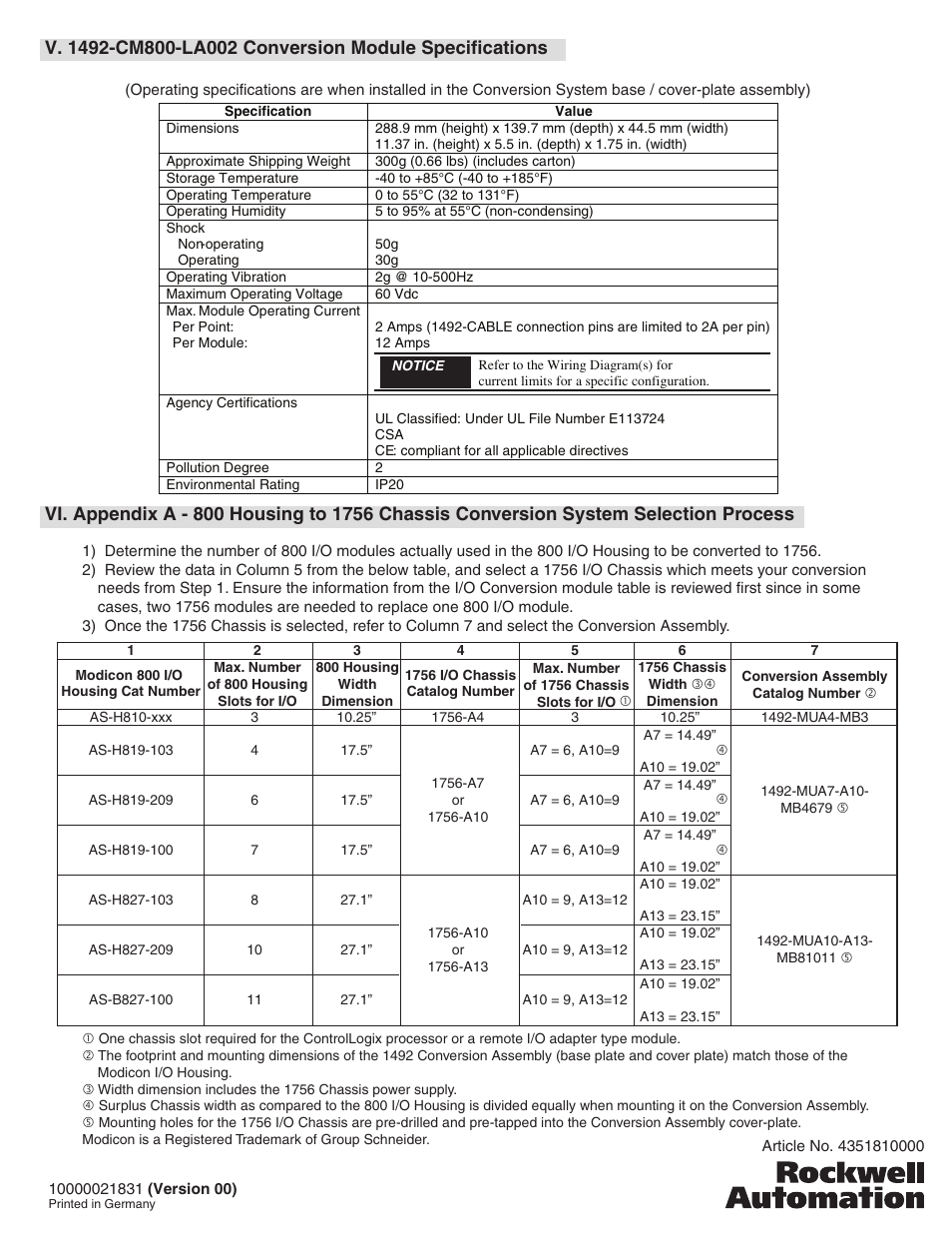 Rockwell Automation 1492-CM800-LA002 Field Wire Conv. Module for Modicon B877-111 to 1756-IF16 User Manual | Page 4 / 4