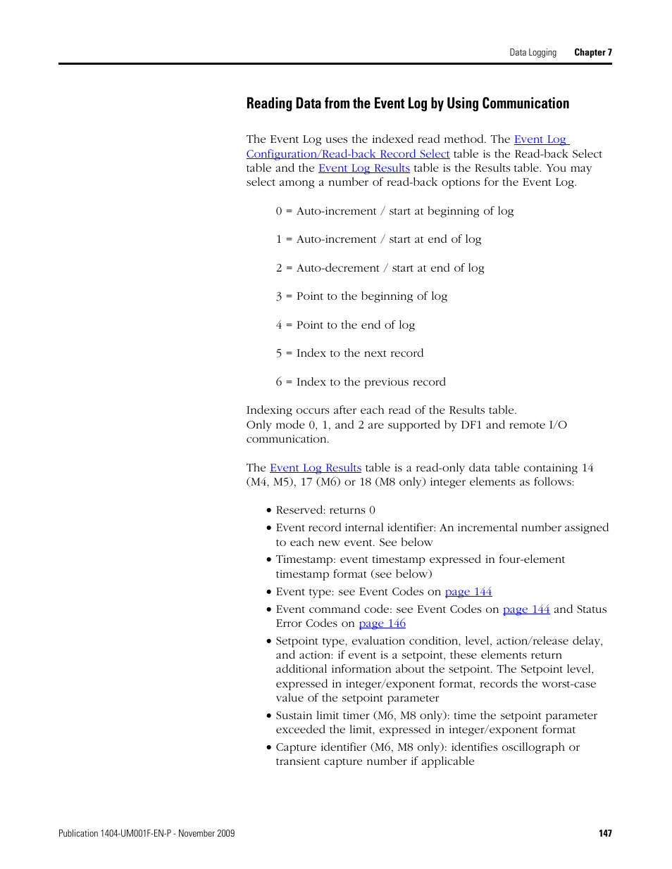 Rockwell Automation 1404-M4_M5_M6_M8 Powermonitor 3000 User Manual, Firmware rev. 3.0 or LATER User Manual | Page 147 / 356