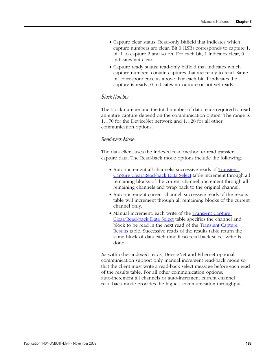 Rockwell Automation 1404-M4_M5_M6_M8 Powermonitor 3000 User Manual, Firmware rev. 3.0 or LATER User Manual | Page 183 / 356
