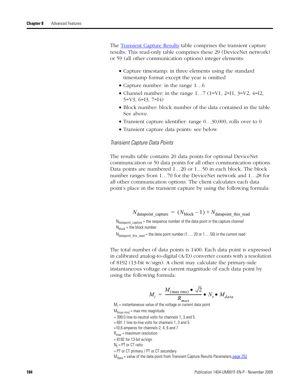 Rockwell Automation 1404-M4_M5_M6_M8 Powermonitor 3000 User Manual, Firmware rev. 3.0 or LATER User Manual | Page 184 / 356