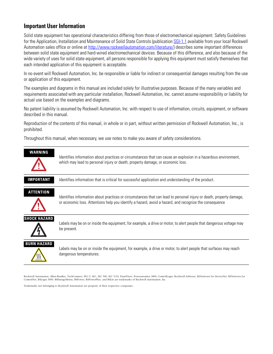 Important user information | Rockwell Automation 1404-M4_M5_M6_M8 Powermonitor 3000 User Manual, Firmware rev. 3.0 or LATER User Manual | Page 2 / 356