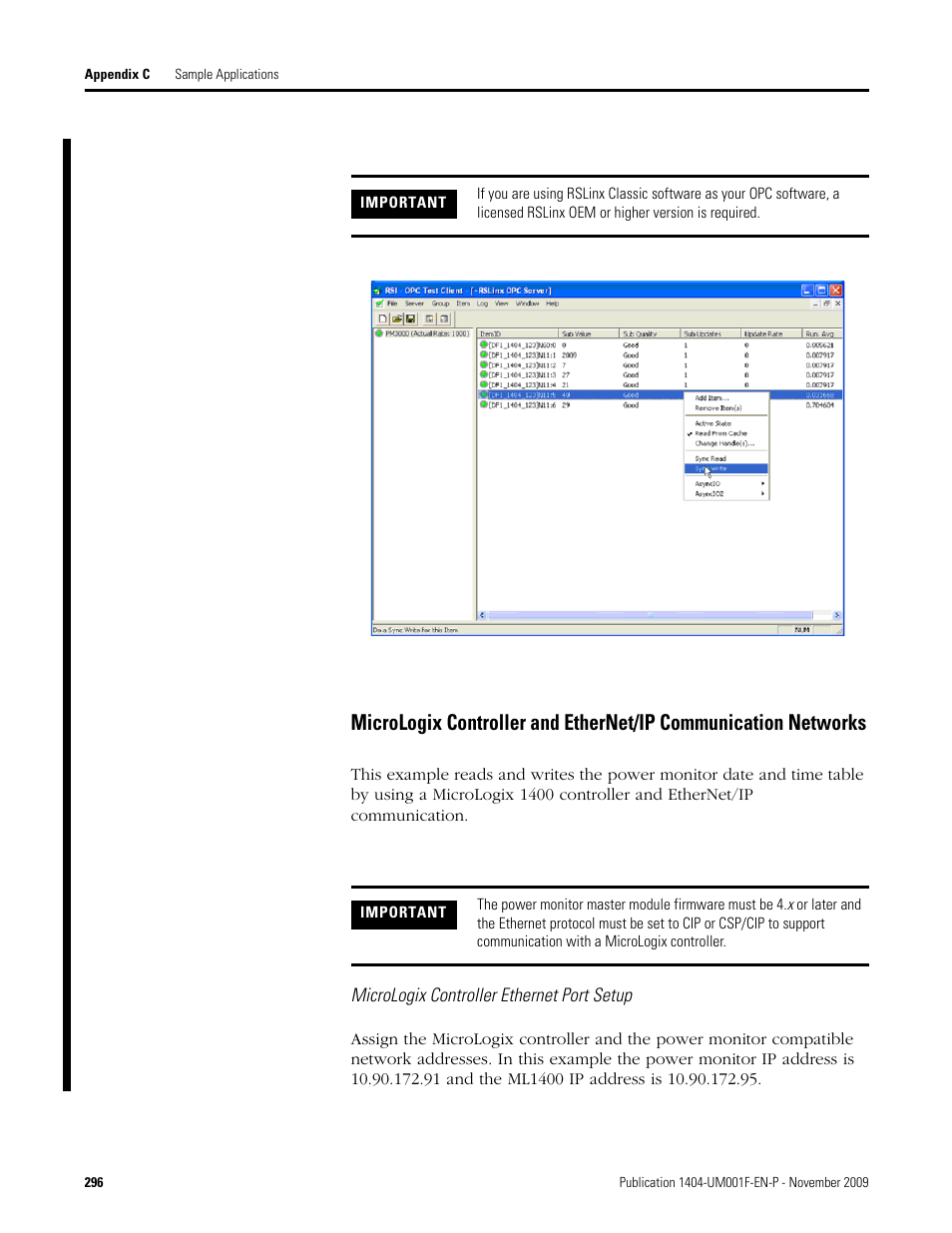 Rockwell Automation 1404-M4_M5_M6_M8 Powermonitor 3000 User Manual, Firmware rev. 3.0 or LATER User Manual | Page 296 / 356