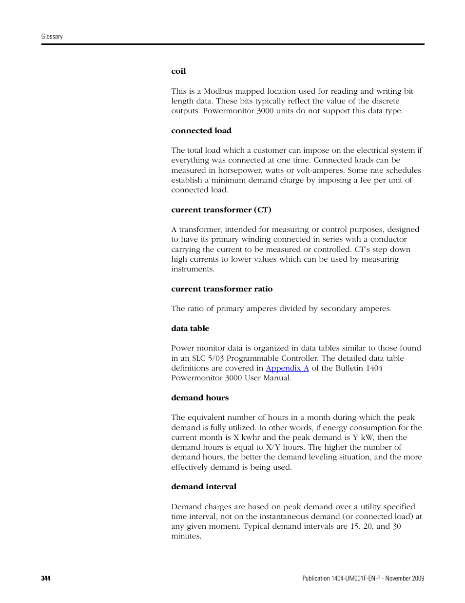 Rockwell Automation 1404-M4_M5_M6_M8 Powermonitor 3000 User Manual, Firmware rev. 3.0 or LATER User Manual | Page 344 / 356