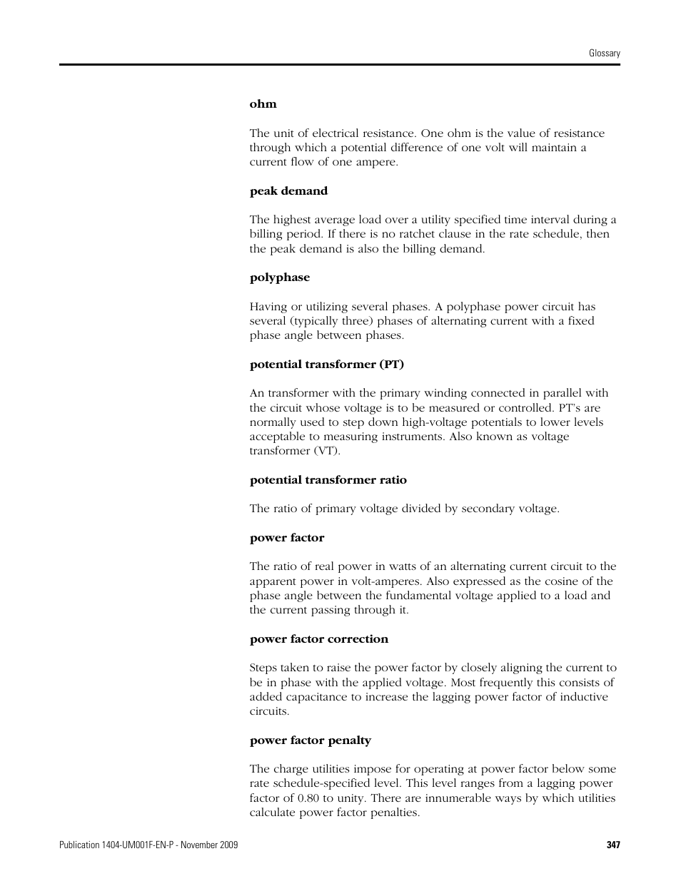 Rockwell Automation 1404-M4_M5_M6_M8 Powermonitor 3000 User Manual, Firmware rev. 3.0 or LATER User Manual | Page 347 / 356