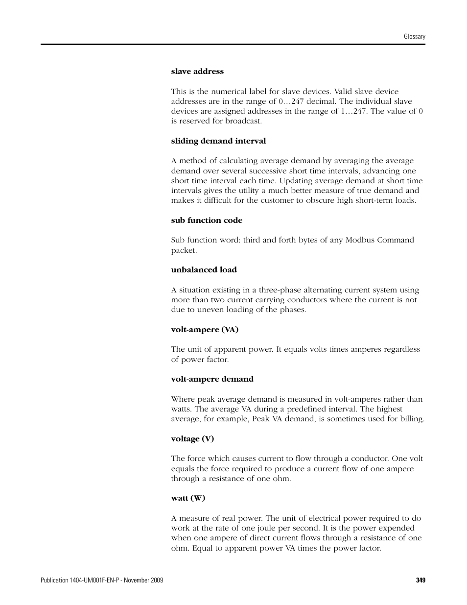 Rockwell Automation 1404-M4_M5_M6_M8 Powermonitor 3000 User Manual, Firmware rev. 3.0 or LATER User Manual | Page 349 / 356