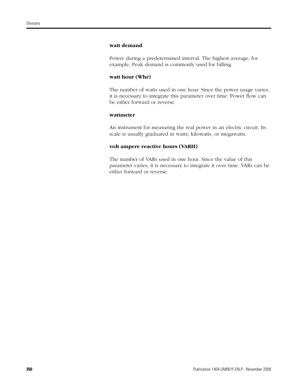 Rockwell Automation 1404-M4_M5_M6_M8 Powermonitor 3000 User Manual, Firmware rev. 3.0 or LATER User Manual | Page 350 / 356