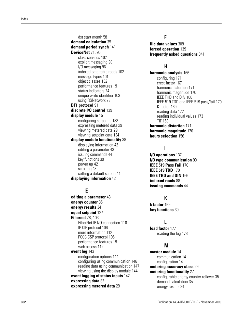 Rockwell Automation 1404-M4_M5_M6_M8 Powermonitor 3000 User Manual, Firmware rev. 3.0 or LATER User Manual | Page 352 / 356