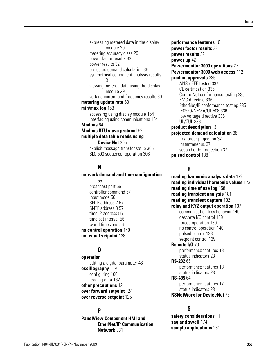 Rockwell Automation 1404-M4_M5_M6_M8 Powermonitor 3000 User Manual, Firmware rev. 3.0 or LATER User Manual | Page 353 / 356