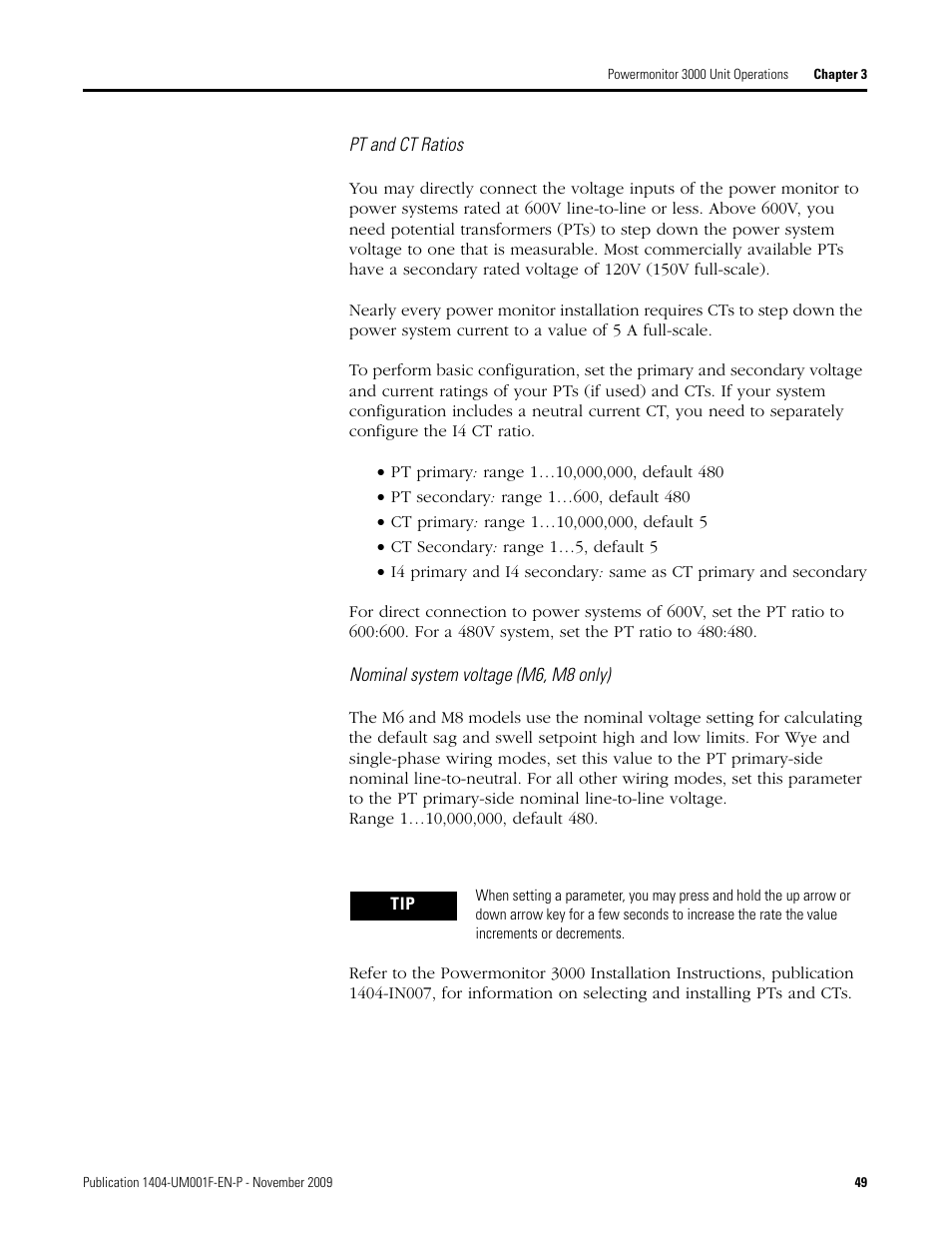 Rockwell Automation 1404-M4_M5_M6_M8 Powermonitor 3000 User Manual, Firmware rev. 3.0 or LATER User Manual | Page 49 / 356