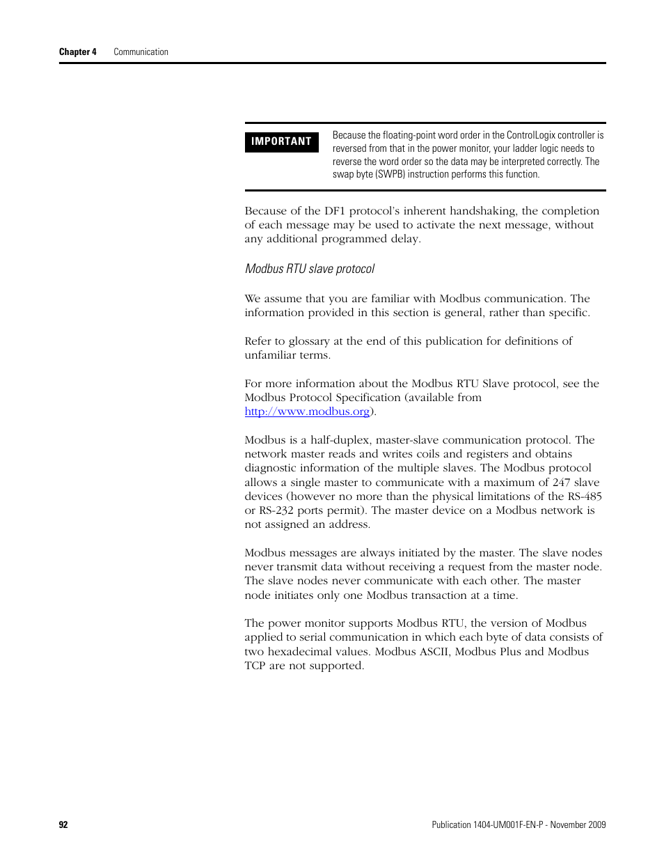 Rockwell Automation 1404-M4_M5_M6_M8 Powermonitor 3000 User Manual, Firmware rev. 3.0 or LATER User Manual | Page 92 / 356