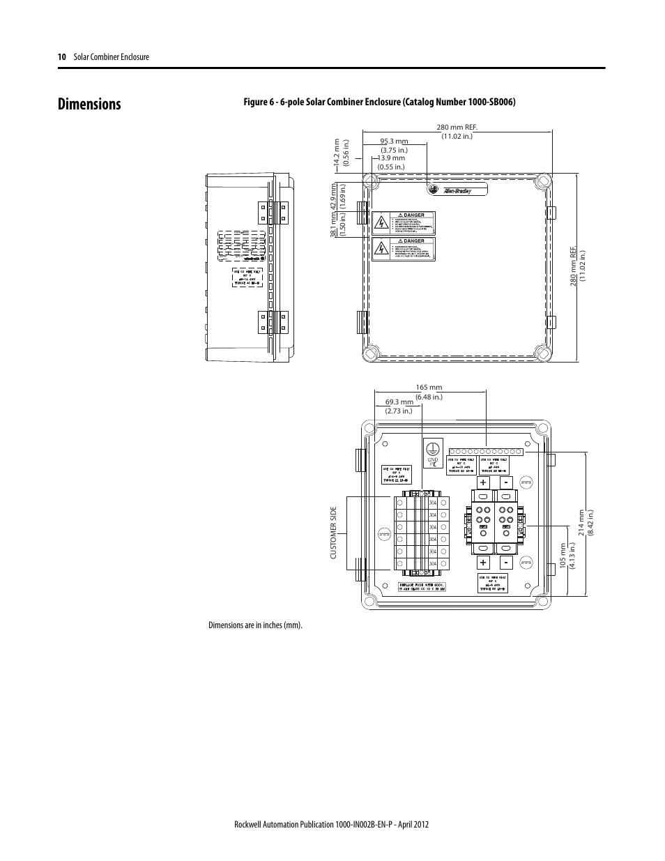 Dimensions | Rockwell Automation 1000-SB012 Solar Combination Enclosure User Manual | Page 10 / 12