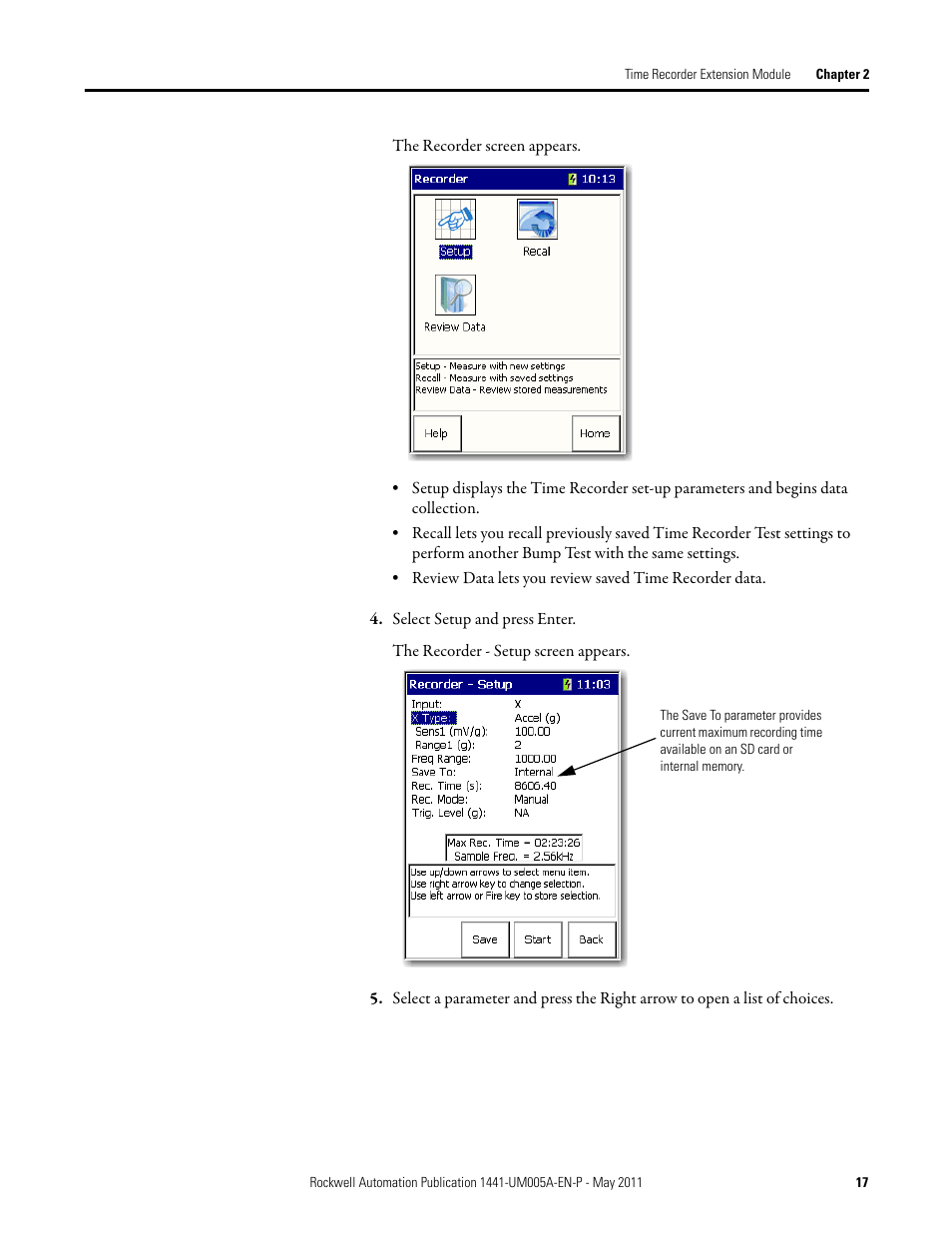 Rockwell Automation 1441-DYN25-MREC Time Recorder Extension Module for the Dynamix 2500 User Manual | Page 17 / 36