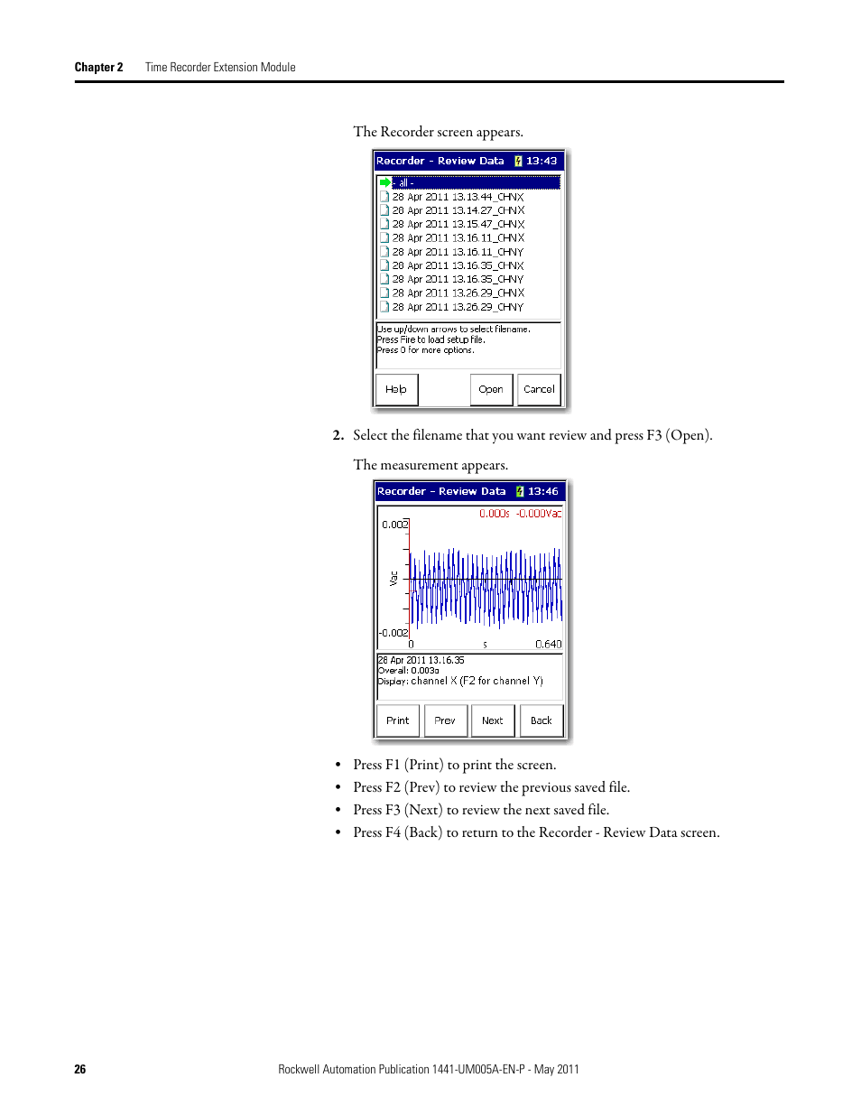 Rockwell Automation 1441-DYN25-MREC Time Recorder Extension Module for the Dynamix 2500 User Manual | Page 26 / 36