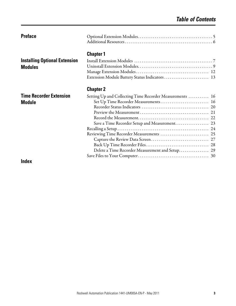 Rockwell Automation 1441-DYN25-MREC Time Recorder Extension Module for the Dynamix 2500 User Manual | Page 3 / 36