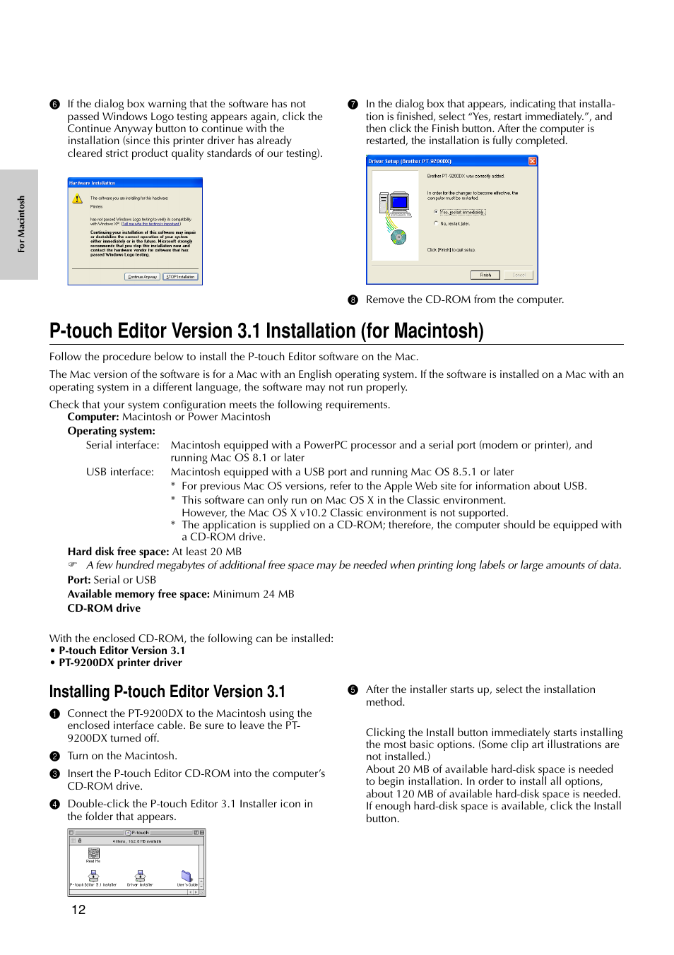 Installing p-touch editor version 3.1 | Brother PT-9200 User Manual | Page 14 / 40