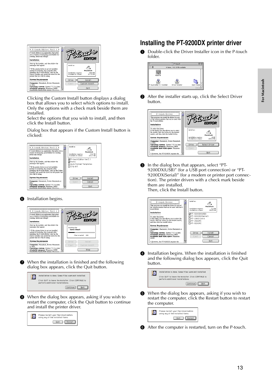 Installing the pt-9200dx printer driver | Brother PT-9200 User Manual | Page 15 / 40