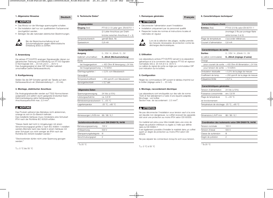 Rockwell Automation 931H-P2C1D-DC Active Converter, PT100/RTD User Manual | 2 pages