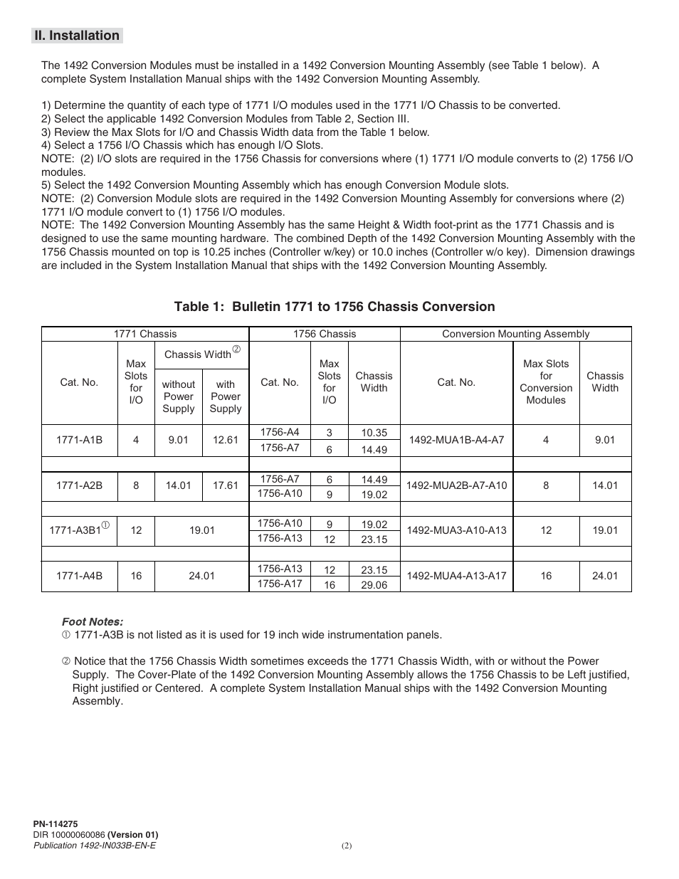 Ii. installation | Rockwell Automation 1492-CM1771-LD003 Field Conversion Module User Manual | Page 2 / 6