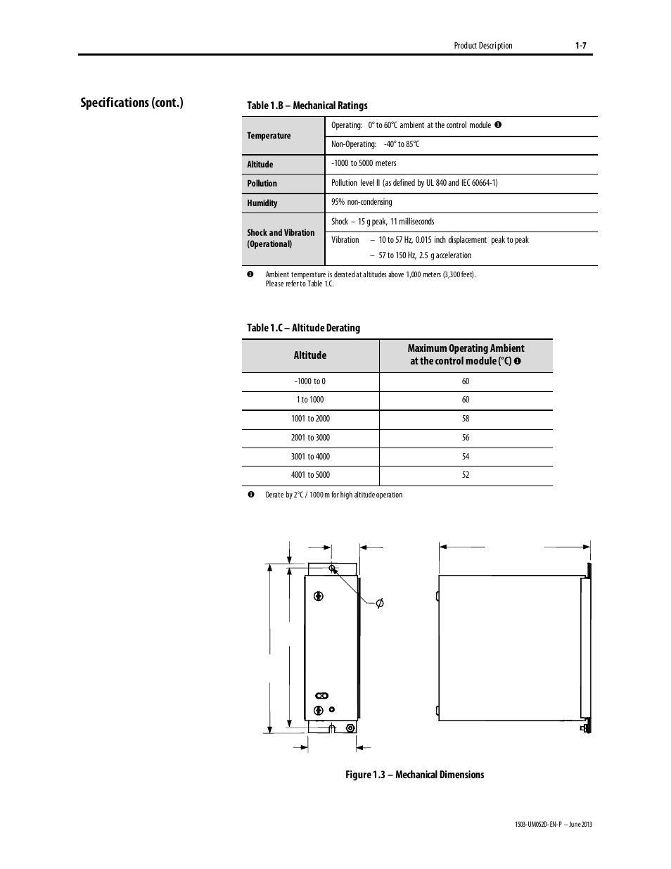 Temperature, Pollution, Specifications (cont.) | Rockwell Automation 1503 IntelliVAC Contactor Control Module - Series C and later User Manual | Page 11 / 53