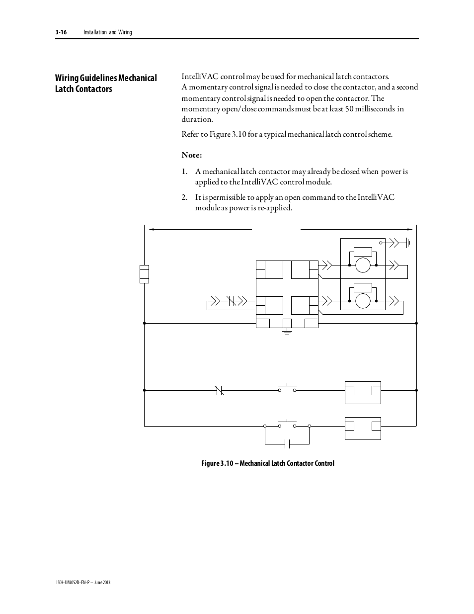 Wiring guidelines mechanical latch contactors | Rockwell Automation 1503 IntelliVAC Contactor Control Module - Series C and later User Manual | Page 29 / 53