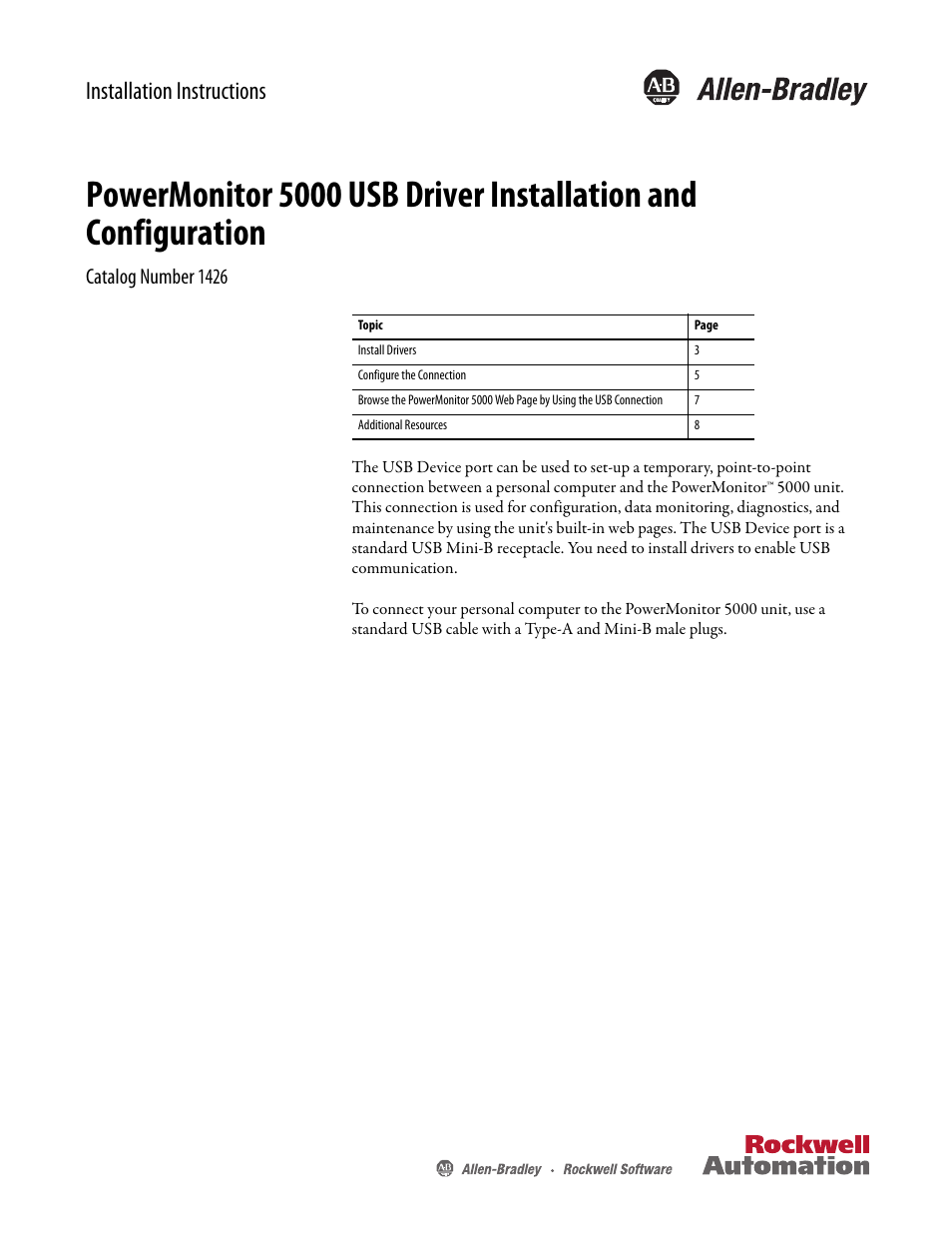 Rockwell Automation 1426-COMM-DNT PowerMonitor 5000 Unit Optional Communication Modules User Manual | 8 pages