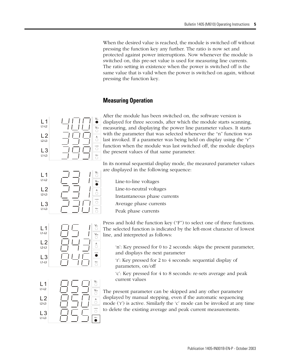 Measuring operation | Rockwell Automation 1405-M610 Operating Instructions User Manual | Page 5 / 12