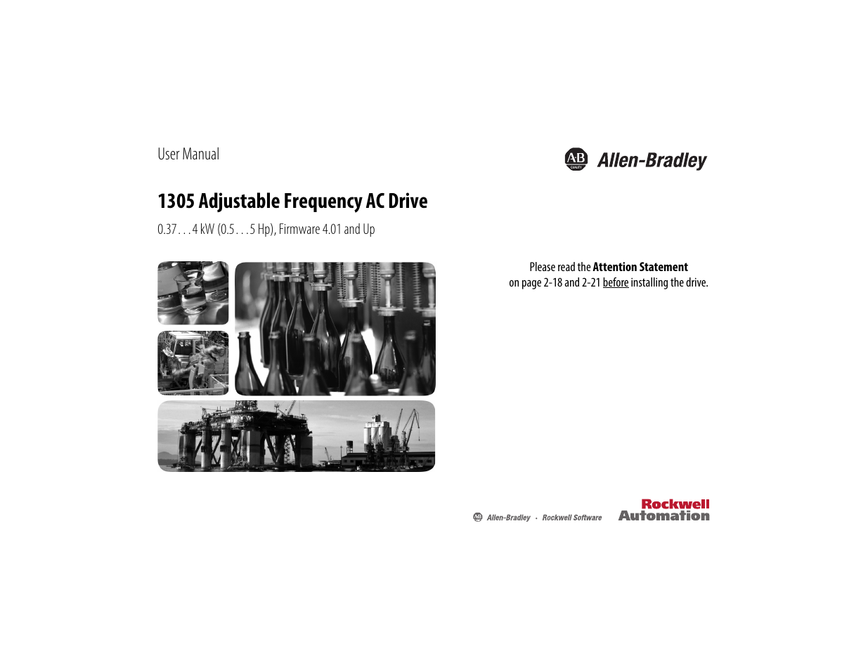 Rockwell Automation 1305 AC Drive, Series A and B, Firmware 4.xx-5.xx User Manual | 178 pages