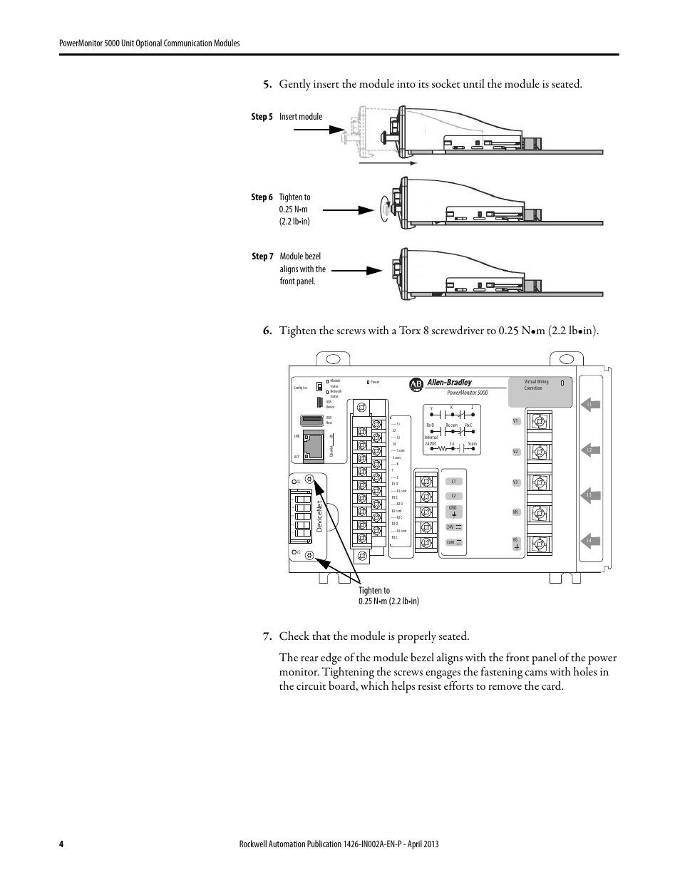 Rockwell Automation 1426-COMM-CNT PowerMonitor 5000 Unit Optional Communication Modules User Manual | Page 4 / 6