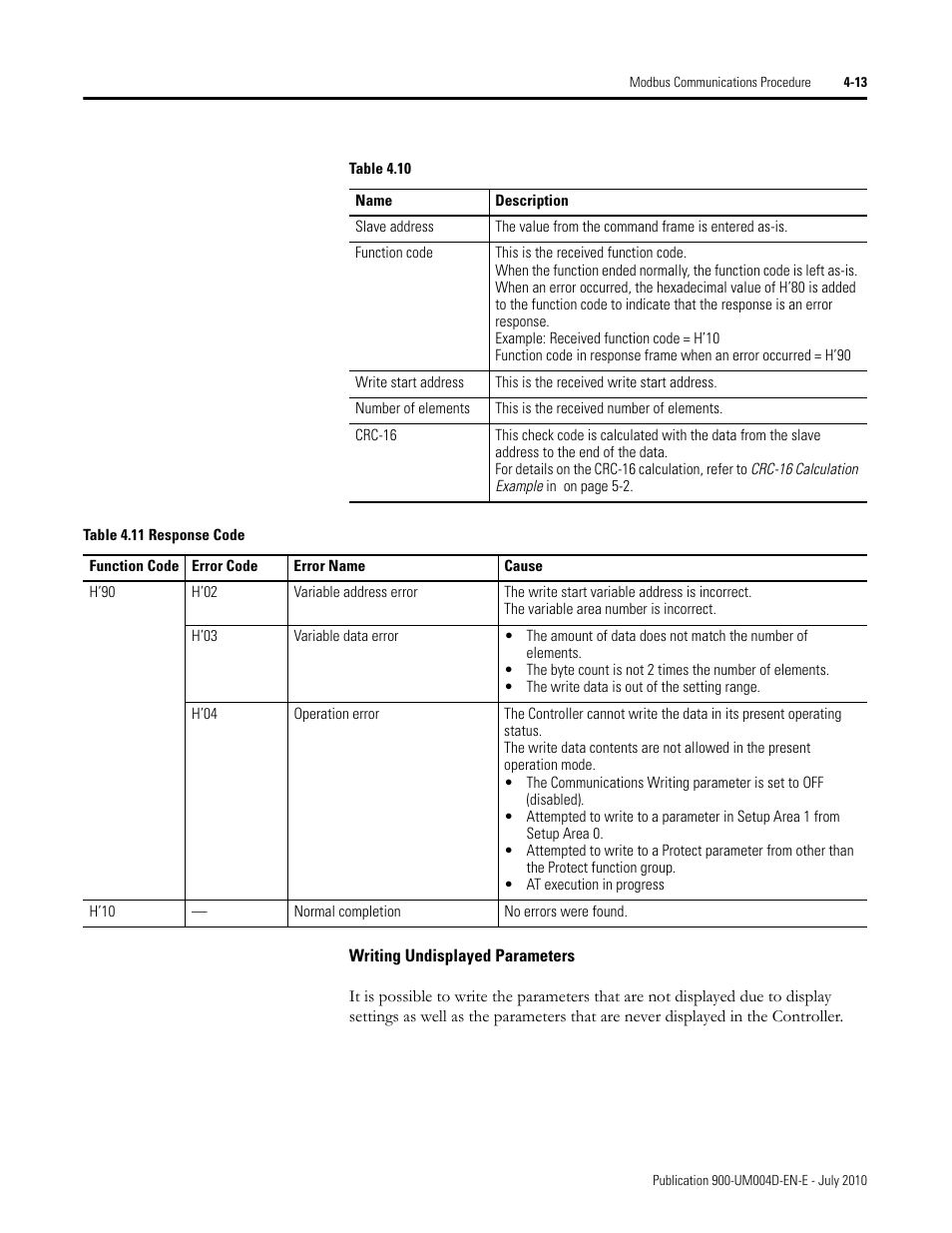 Writing undisplayed parameters | Rockwell Automation 900 Temperature Controller Communications Functions - Series B User Manual | Page 71 / 103