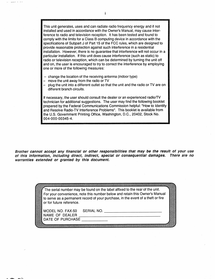 Brother FAX-50 User Manual | Page 3 / 32