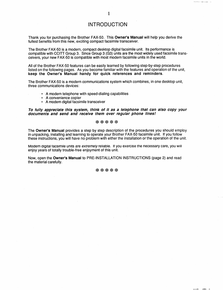Introduction | Brother FAX-50 User Manual | Page 6 / 32
