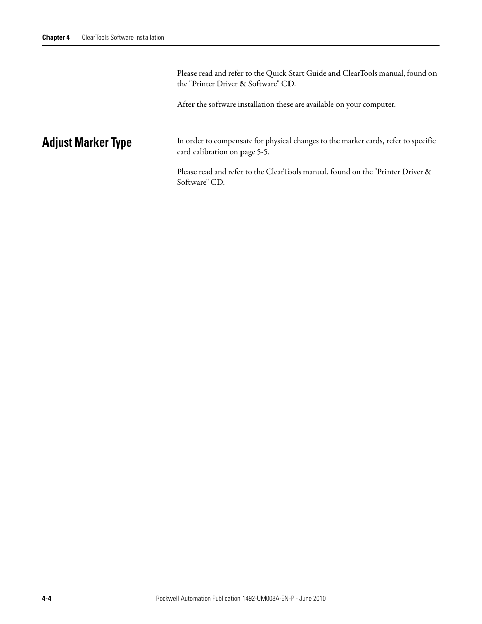 Adjust marker type | Rockwell Automation 1492-PRINT110_PRINT220 ClearMark Printer User Manual User Manual | Page 48 / 80