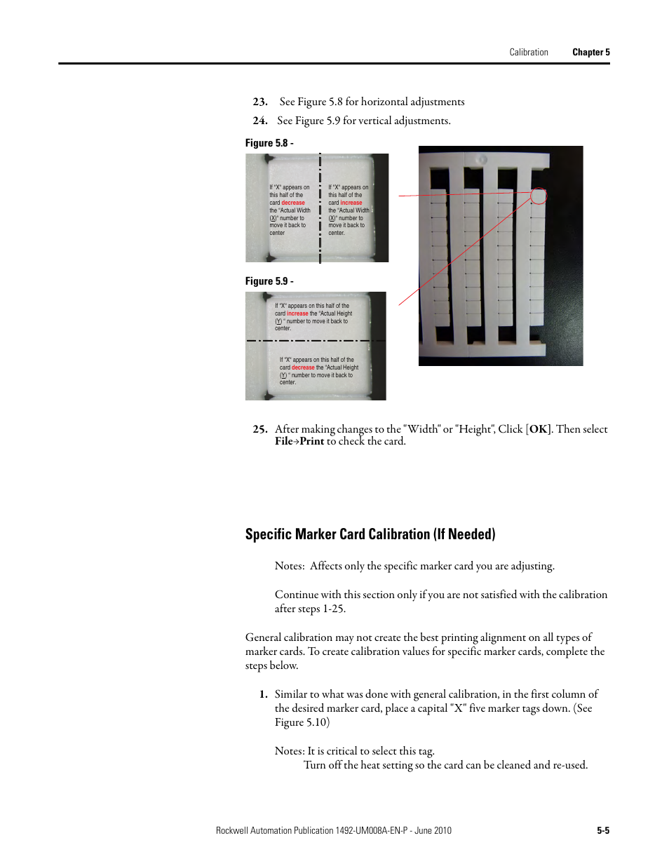 Specific marker card calibration (if needed) | Rockwell Automation 1492-PRINT110_PRINT220 ClearMark Printer User Manual User Manual | Page 53 / 80