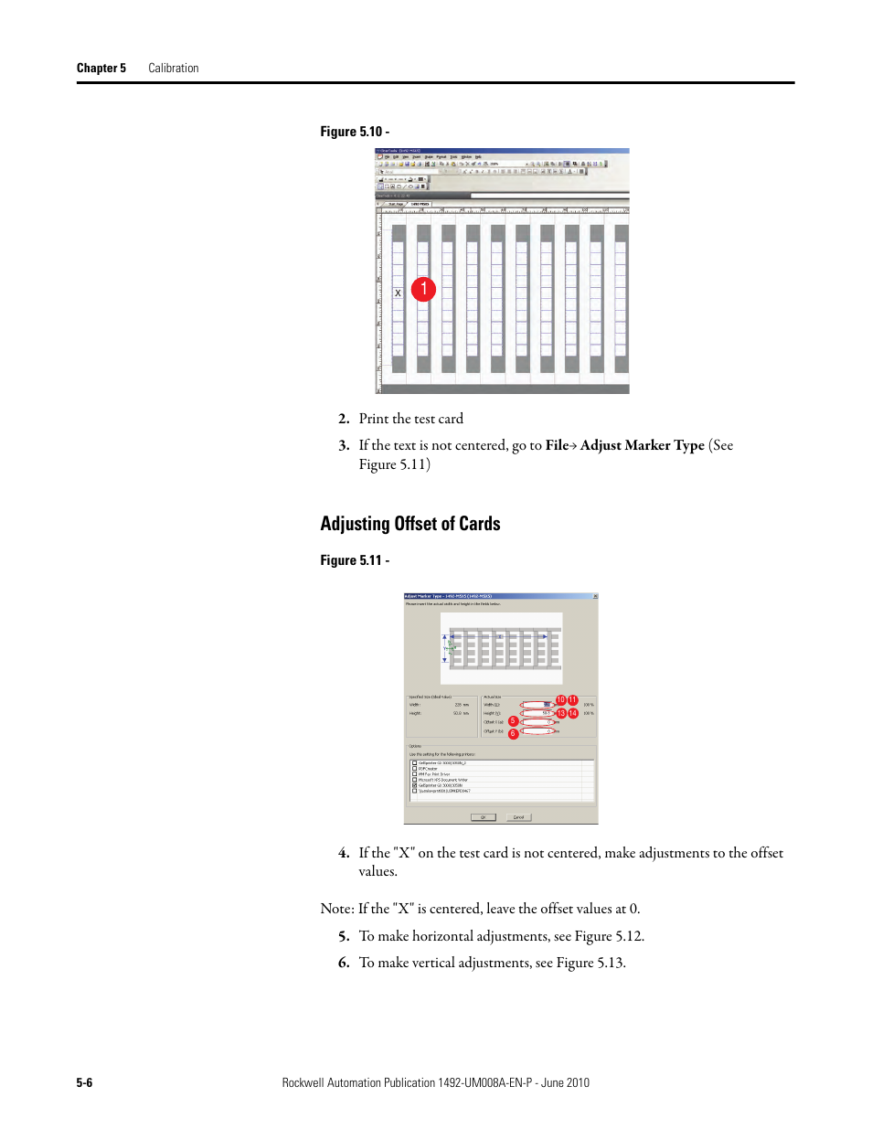 Adjusting offset of cards | Rockwell Automation 1492-PRINT110_PRINT220 ClearMark Printer User Manual User Manual | Page 54 / 80