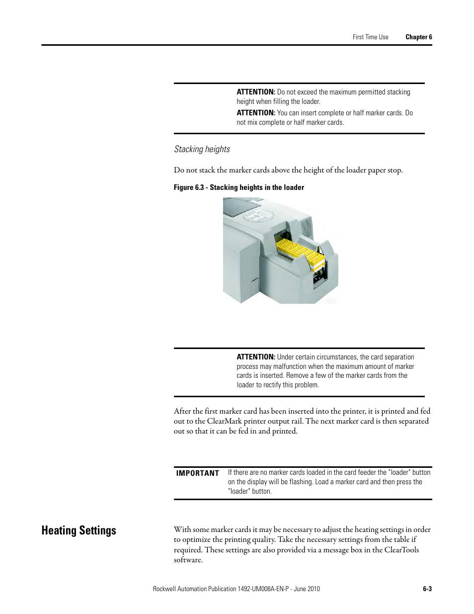 Heating settings | Rockwell Automation 1492-PRINT110_PRINT220 ClearMark Printer User Manual User Manual | Page 59 / 80