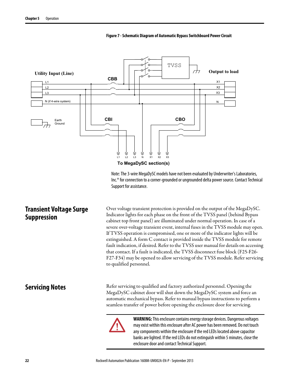 Transient voltage surge suppression, Servicing notes, Figure 7 | Tvss | Rockwell Automation 1608M MegaDySC User Manual, 800 - 2400 A User Manual | Page 22 / 44