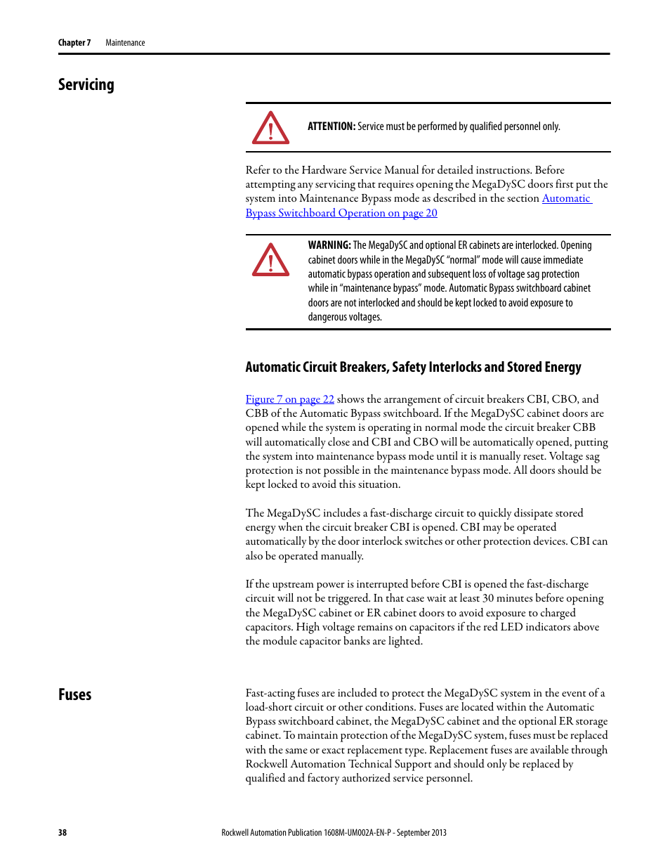 Servicing, Fuses | Rockwell Automation 1608M MegaDySC User Manual, 800 - 2400 A User Manual | Page 38 / 44