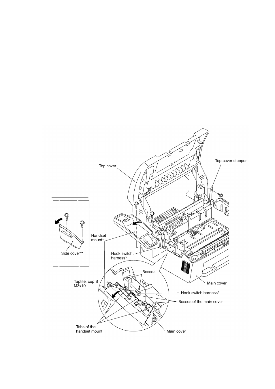 9 handset mount and hook switch pcb, For the fax3750/mfc7750), Side cover | For the fax-8650p), Iv-24 | Brother FAX-8650P User Manual | Page 62 / 196
