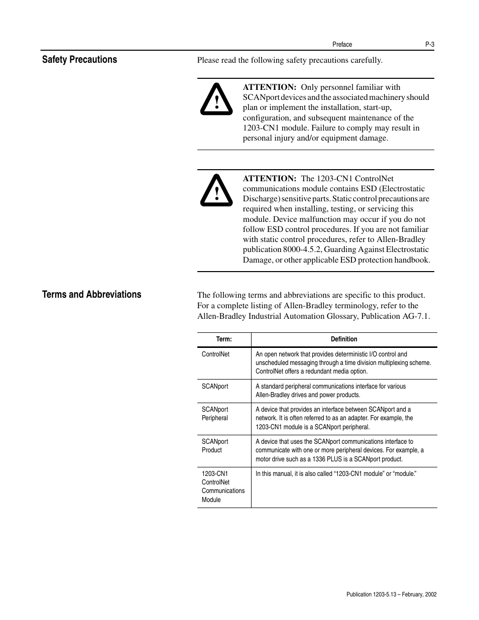 Rockwell Automation 1203-CN1 ControlNet Communications Module 1203-CN1 User Manual | Page 13 / 152