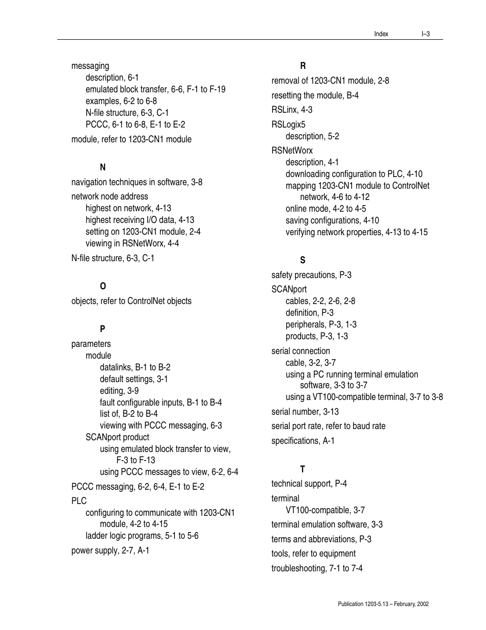 Rockwell Automation 1203-CN1 ControlNet Communications Module 1203-CN1 User Manual | Page 141 / 152