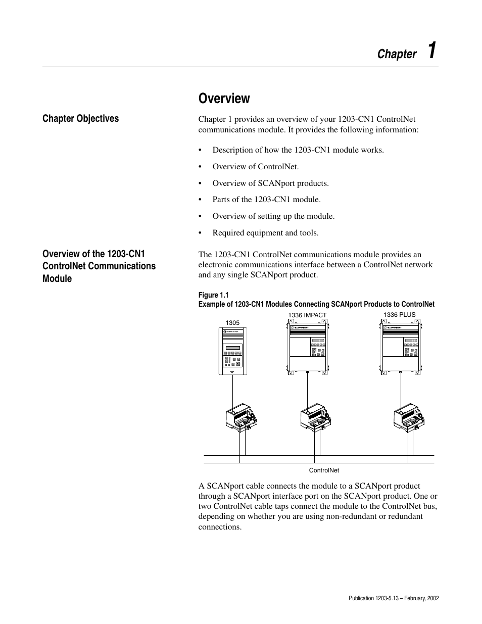 Chapter 1 - overview, Overview, Chapter 1 | Chapter | Rockwell Automation 1203-CN1 ControlNet Communications Module 1203-CN1 User Manual | Page 15 / 152