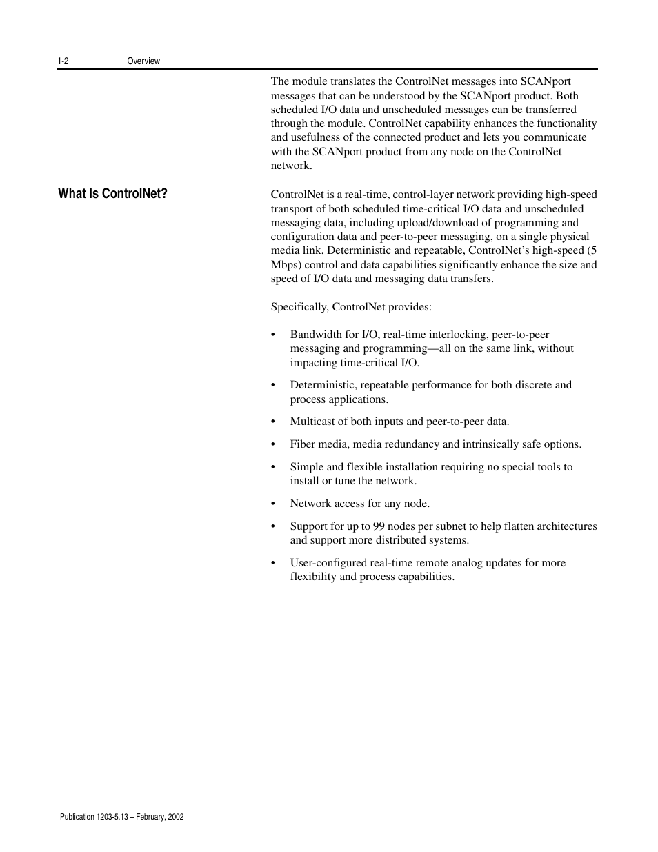 What is controlnet? -2 | Rockwell Automation 1203-CN1 ControlNet Communications Module 1203-CN1 User Manual | Page 16 / 152