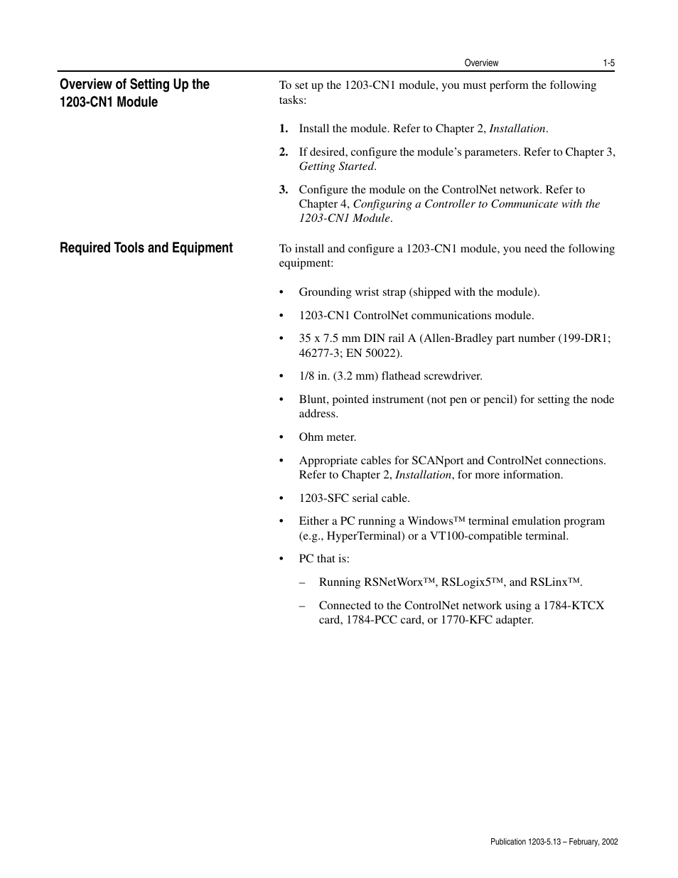 Rockwell Automation 1203-CN1 ControlNet Communications Module 1203-CN1 User Manual | Page 19 / 152