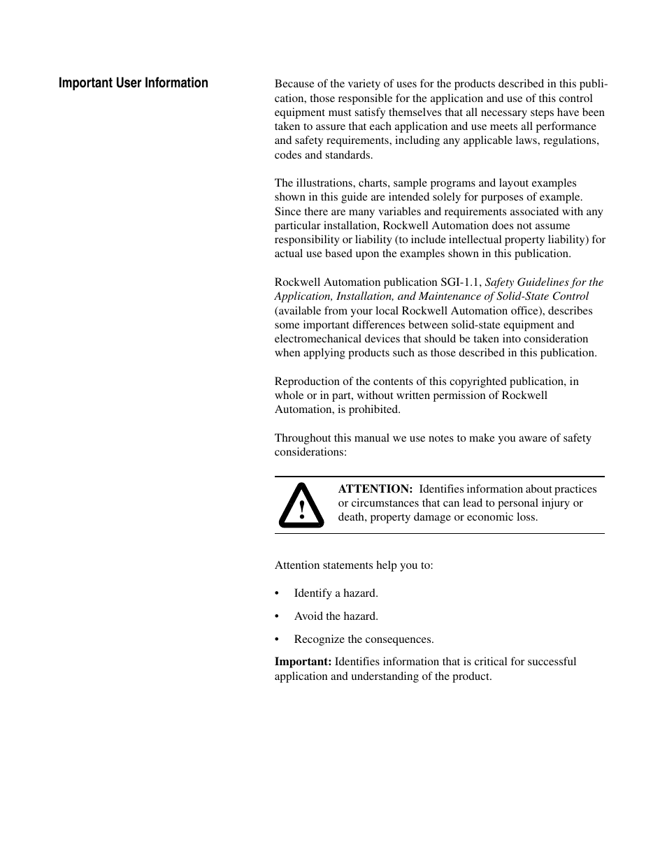 Important user information | Rockwell Automation 1203-CN1 ControlNet Communications Module 1203-CN1 User Manual | Page 2 / 152