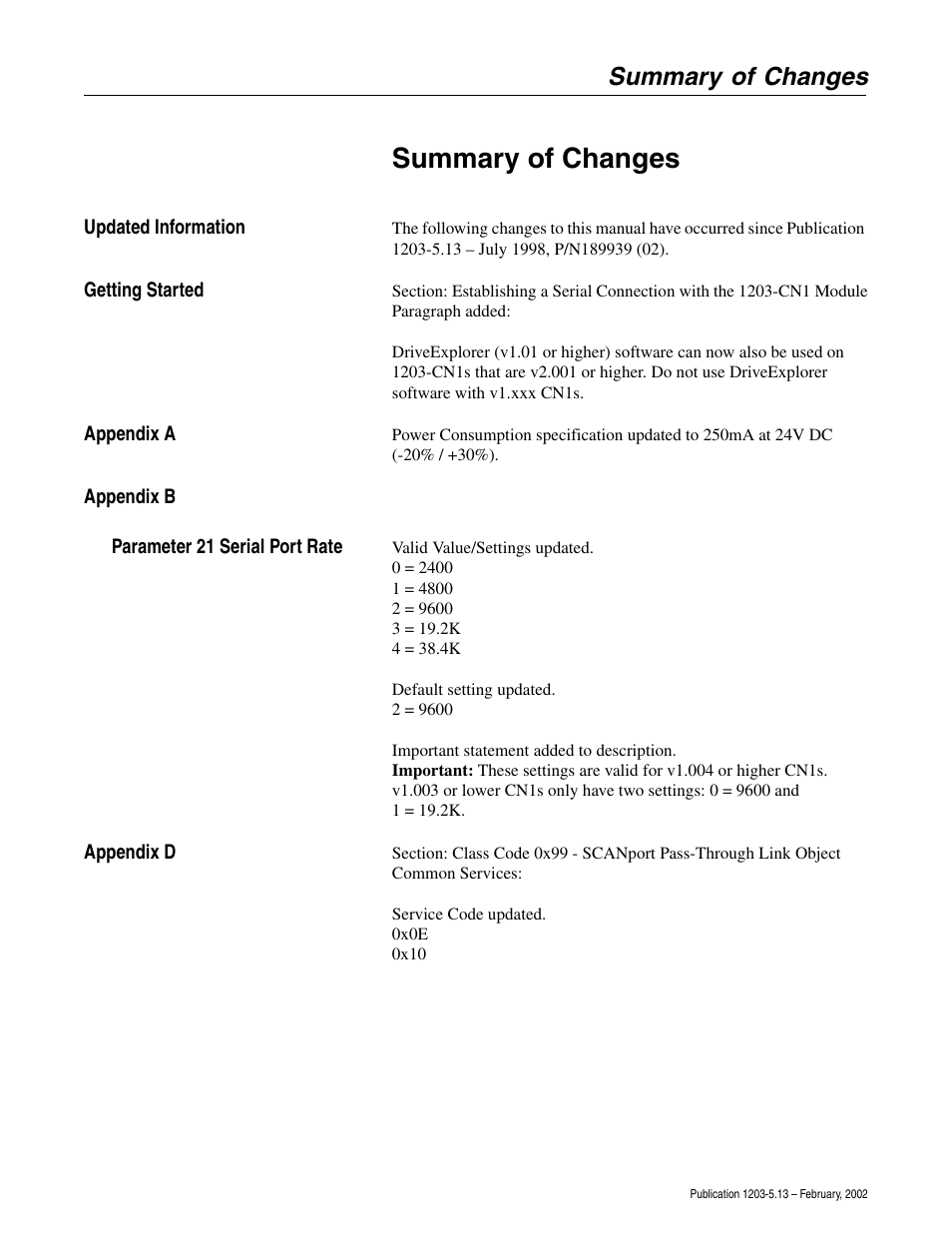 Summary of changes | Rockwell Automation 1203-CN1 ControlNet Communications Module 1203-CN1 User Manual | Page 3 / 152