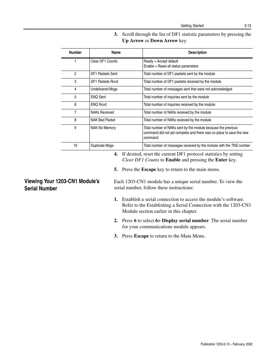 Viewing your 1203-cn1 module’s serial number -13 | Rockwell Automation 1203-CN1 ControlNet Communications Module 1203-CN1 User Manual | Page 41 / 152