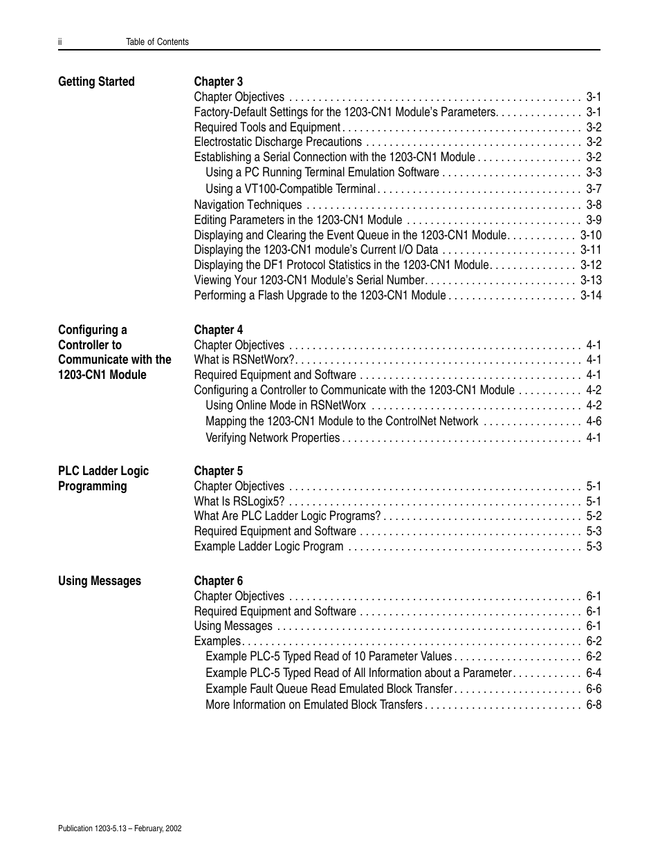 Rockwell Automation 1203-CN1 ControlNet Communications Module 1203-CN1 User Manual | Page 6 / 152