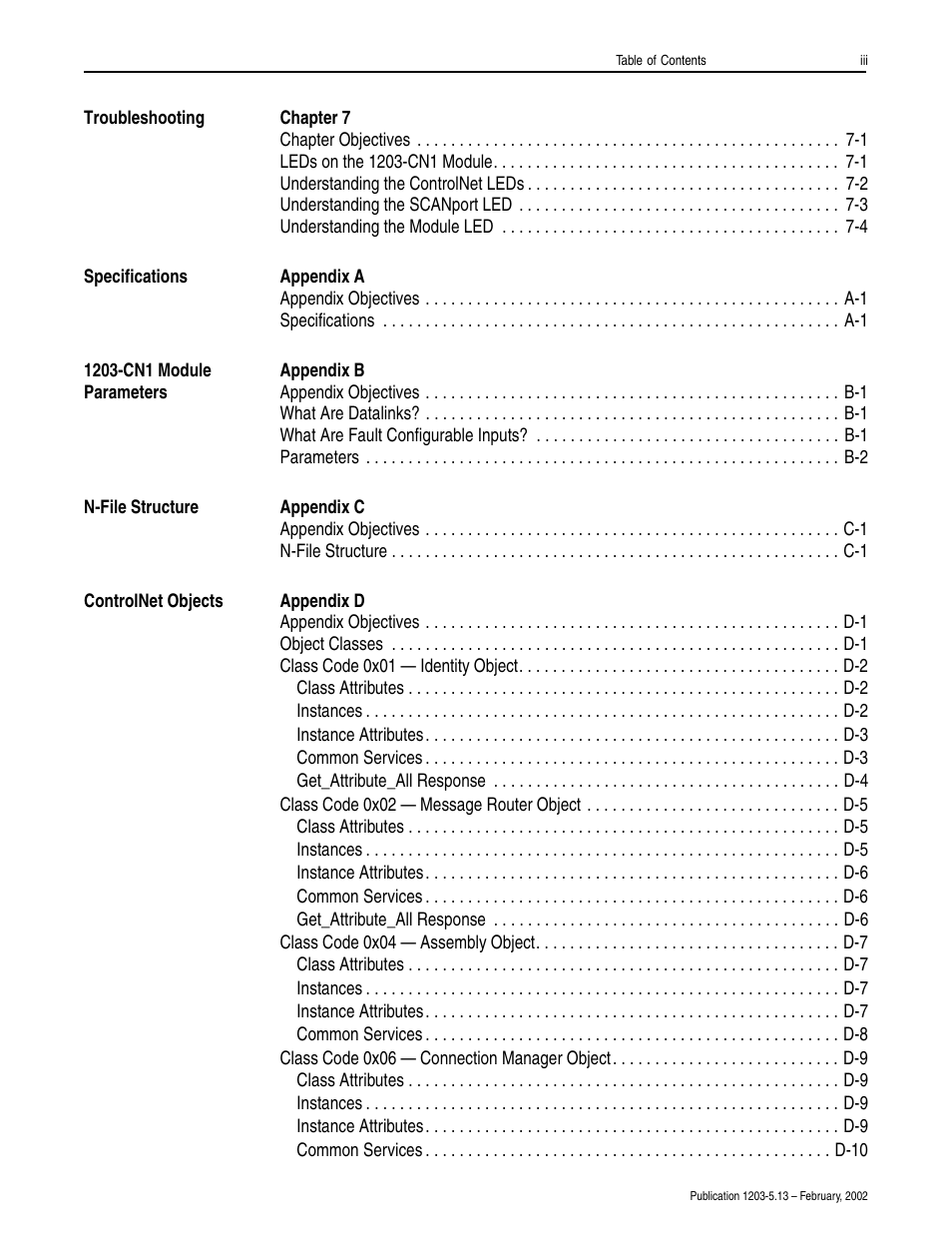 Rockwell Automation 1203-CN1 ControlNet Communications Module 1203-CN1 User Manual | Page 7 / 152