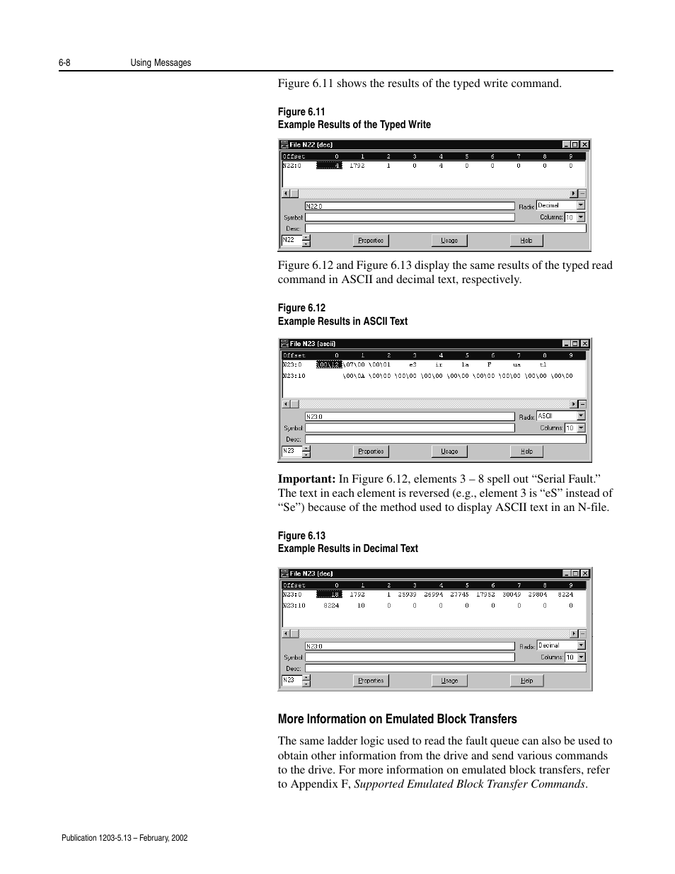 More information on emulated block transfers -8 | Rockwell Automation 1203-CN1 ControlNet Communications Module 1203-CN1 User Manual | Page 74 / 152