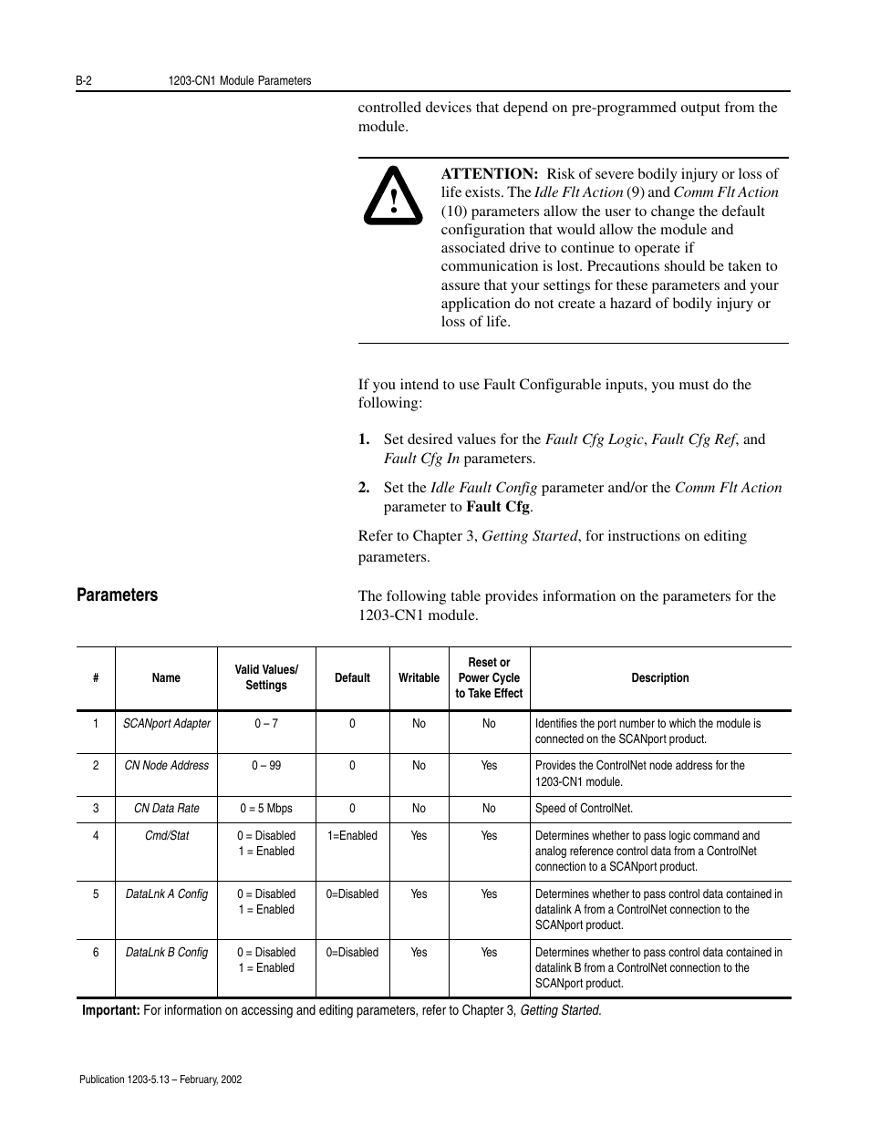 Parameters | Rockwell Automation 1203-CN1 ControlNet Communications Module 1203-CN1 User Manual | Page 82 / 152